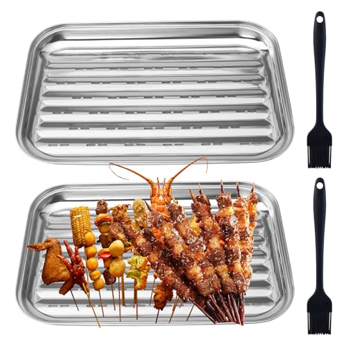 "Entdecke das Sporgo 2er Grillschalen-Set: Wiederverwendbare Edelstahl BBQ-Grillschalen inkl. Bürste für perfektes Fleisch, Gemüse & Fisch! Ideal für Holzkohle- & Gasgrills! 🔥 #BBQ #Grillen"