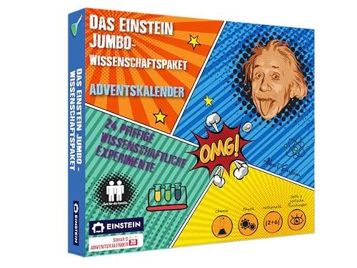 Adventskalender 2024 Einstein Jumbo Science Kit experimente kinder Countdown 24 atemberaubende Wissenschaftstricks für Kinder inspiriert von Einsteins spielerischer Neugier,Deutsch