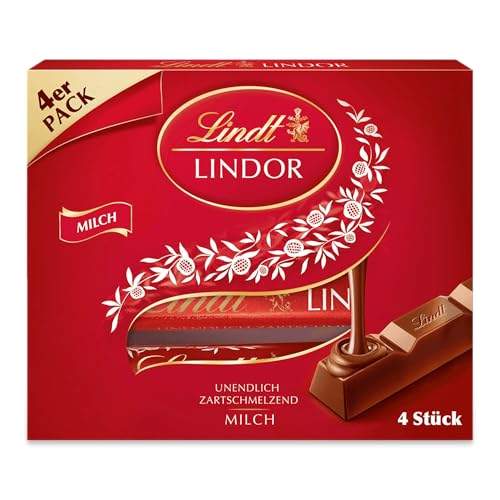 Genieße den himmlischen Geschmack der Lindt Lindor Vollmilch Sticks! 🍫😍 Entdecke den köstlichen Multipack mit 4 Sticks à 100g – der perfekte Genuss für Schokoladenliebhaber! #Lindt #Vollmilch #Schokolade