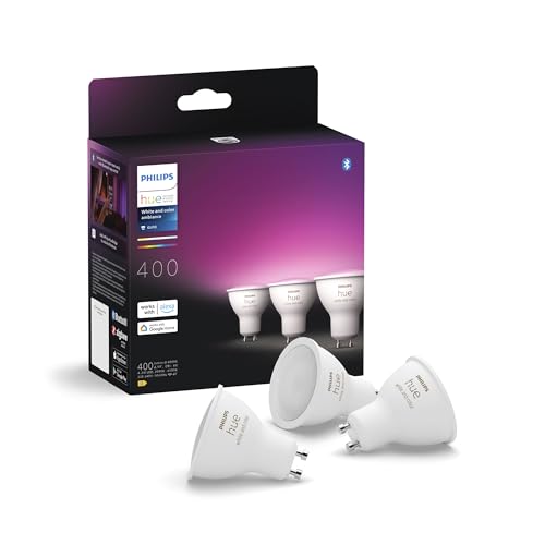 "Verwandle dein Zuhause mit Philips Hue GU10: Smarte 3er-Pack Lampen in Weiß & Farben! 🌈🌟 Bluetooth, Sprachsteuerung mit Alexa, Apple Home & Google Assistant! #SmartHome #PhilipsHue"