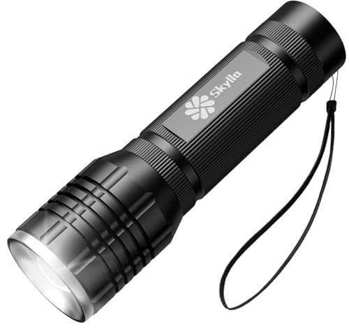 Skylla Taschenlampe klein LED Extrem Hell, Mini Torch mit 5 Lichtmodi und Langer Betriebsdauer Wasserdicht, für Camping Wandern Outdoor Notfälle