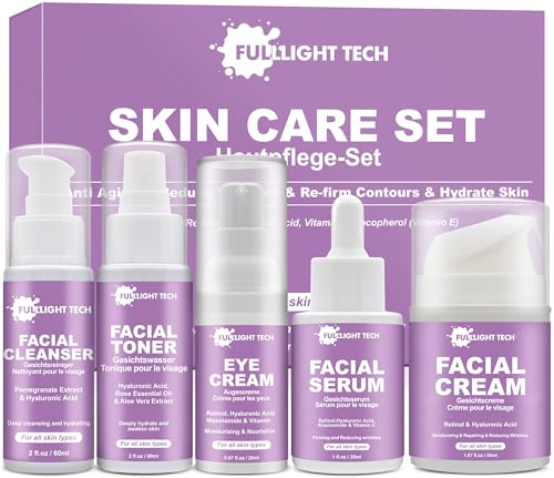 Weihnachtsgeschenke für Frauen,Anti-Aging Skincare für Anti Falten und hydratisiert die Haut,Skin Care Set Produkte mit Vitamin C,VE,Retinol,Hyaluronsäure,Geschenkbox für Frauen Geschenke Weihnachten