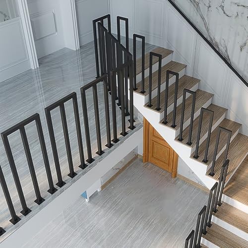 Treppengeländer, Handläufe U Förmiger für Innen, Handlauf treppe für Dachboden, Geländer Treppe aus Metall, Treppenhandlauf Außen für Balkone Flure Wohnungen Villen(35cm, Schwarz)