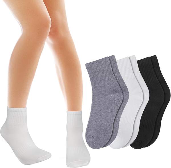 Xinjoduz damen sportsocken, atmungsaktive tennissocken, baumwolle, schwarz, 3 paar