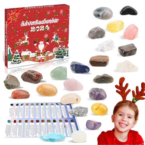 Brezoy Adventskalender 2024 Kinder, Edelsteine für Kinder Adventskalender Mädchen Spielzeug ab 3 4 5 6 7 8 Jahre Junge Mädchen Xmas Geschenk