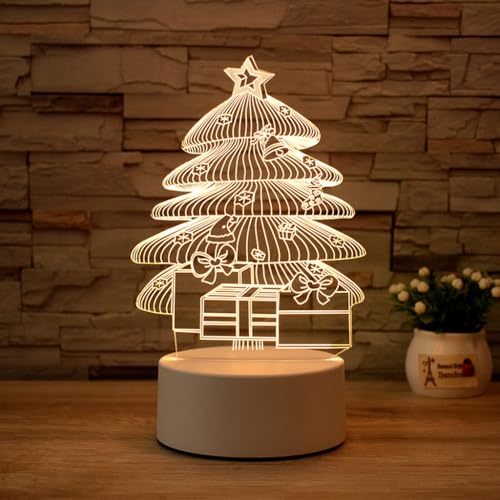 Weihnachten Nachtlicht LED Lampe USB Wiederaufladbare Tischlampe Nachtlicht Nachtlampe Schlafzimmer LED Nachttischlampen Kleinkind Nachtlicht für Mädchen Kinder Kinderzimmer Deko (Weihnachtsbaum)