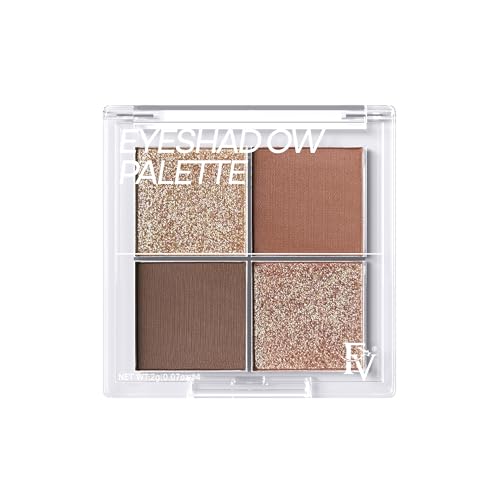 FV Lidschatten Palette - Hochpigmentierte 4-Farben Eyeshadow, Langanhaltend & Knitterfrei, Natürliches Makeup Finish (Dark Brown)