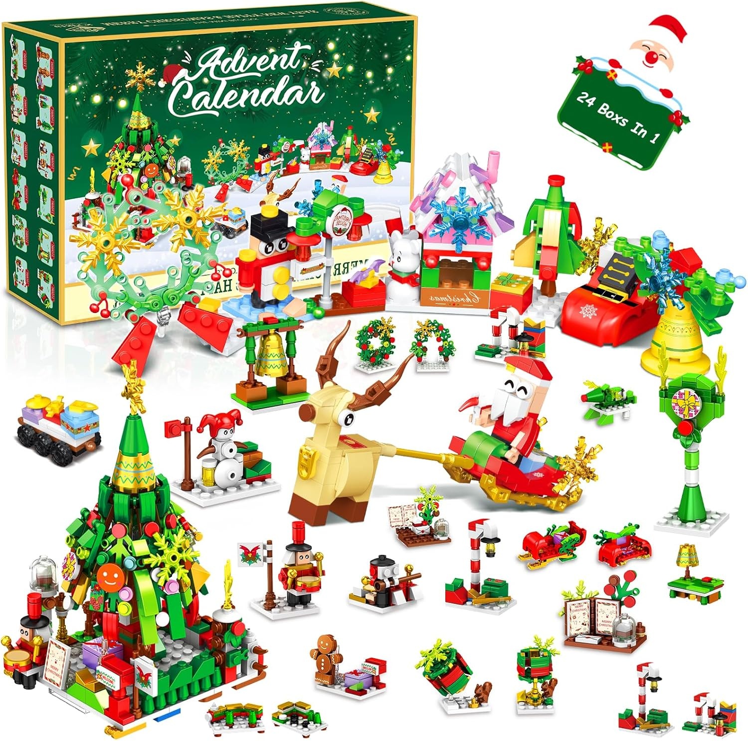 Adventskalender 2024, ferdiiz 618 pcs Weihnachtsbausteine Set, mini-Spielzeug für Erwachsene