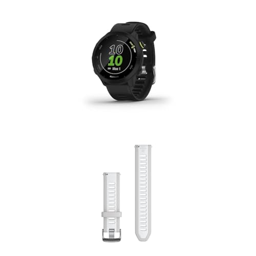 Entdecke die Garmin Forerunner 55! 🏃‍♂️ GPS-Laufuhr mit 1,04“ Farbdisplay & schnellem Bandwechsel – dein perfekter Trainingspartner! #Garmin #Laufuhr #Fitness #RunningTech