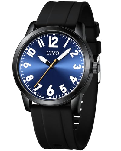 "Entdecken Sie die CIVO Herren Uhr: Stilvolle schwarze Armbanduhr mit großem Zifferblatt und Gummiband – Zeitloses Design für jeden Anlass! #CIVO #Herrenuhr #Analog #Style"