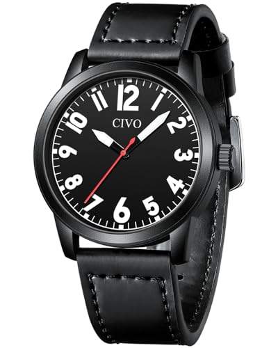 "Entdecke stilvolle CIVO Herren-Uhr mit Lederarmband: Leicht ablesbare, große Ziffern & elegantes Schwarz! Perfekt für jeden Anlass! ⌚️ #HerrenUhren #CIVO #Lederarmband #AnalogUhr"