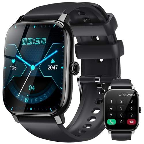 LLKBOHA Smartwatch Herren 1,85 Zoll Touchscreen, Fitnessuhr mit Herzfrequenzmonitor, IP68 wasserdicht für Android iOS