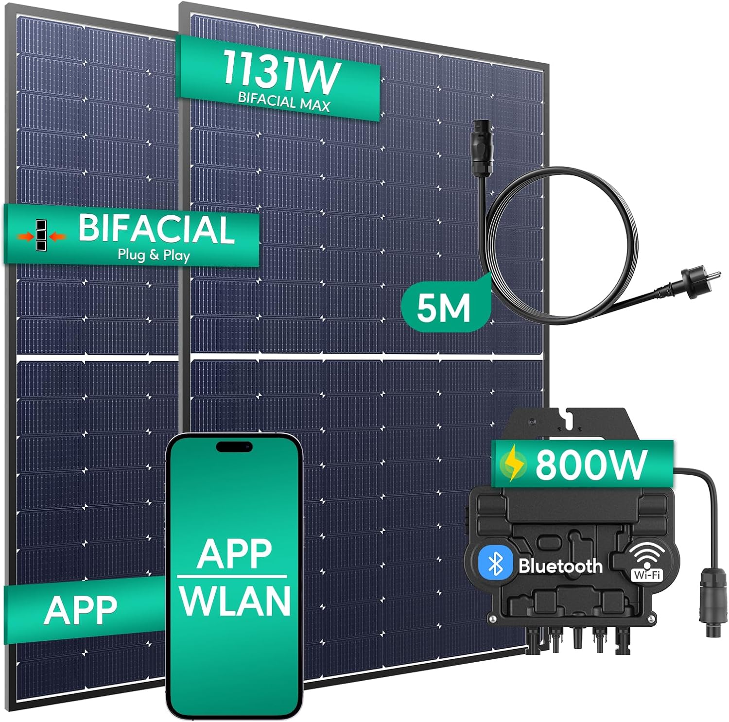 Zendure 870W (+bifazial) Balkonkraftwerk mit APsystems EZ1-M Wechselrichter 800w